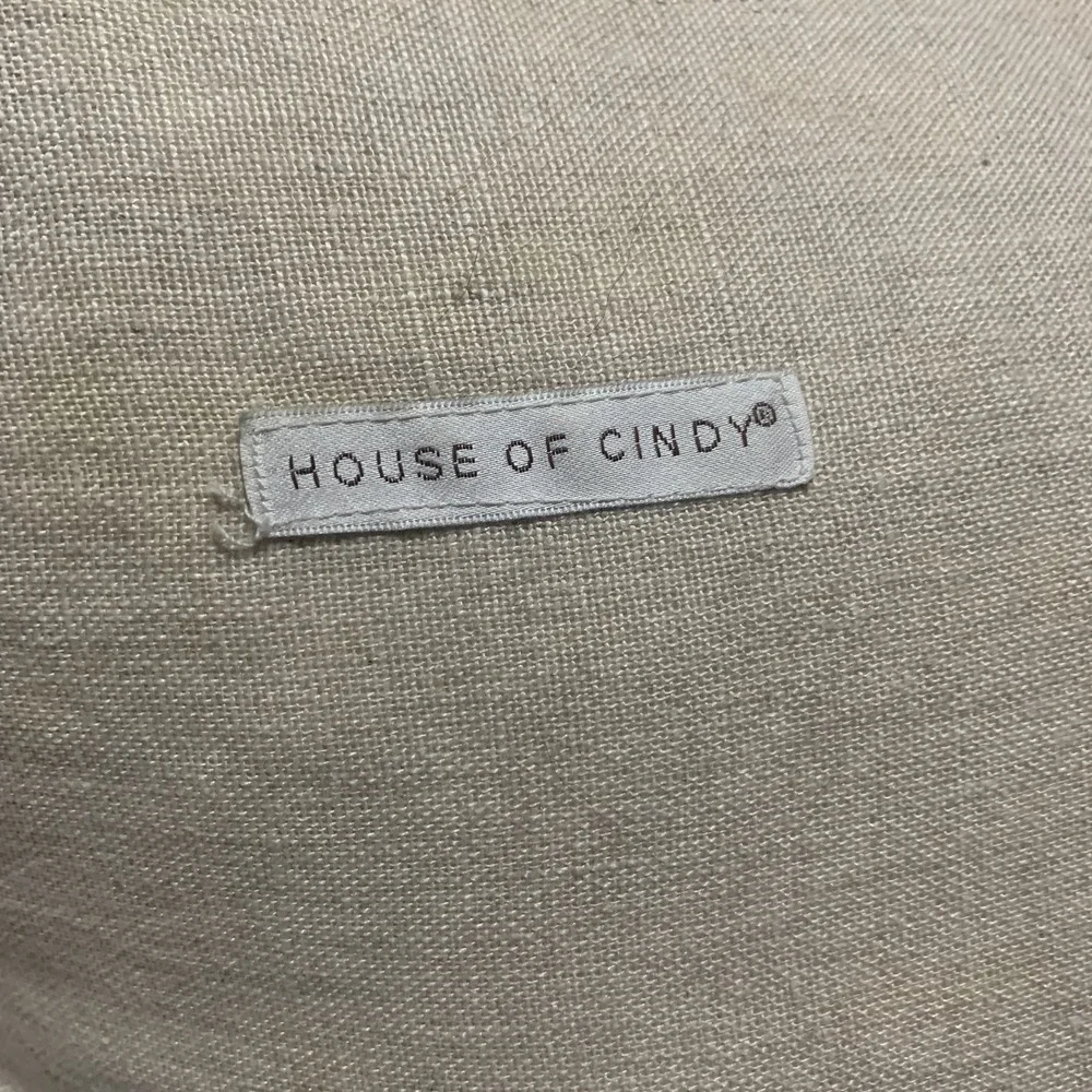 House of Cindy Striped Decorative Linen Throw Pillow Cream Beige Off-White 21x21